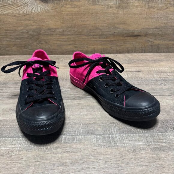 Converse All Stars Hot Pink/Black Split Canvas Sneakers Women's Size 7 - Picture 6 of 7